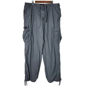 Express Y2K Paratrooper Cargo Pants Men XL Grey Baggy Military Cotton Loose VTG